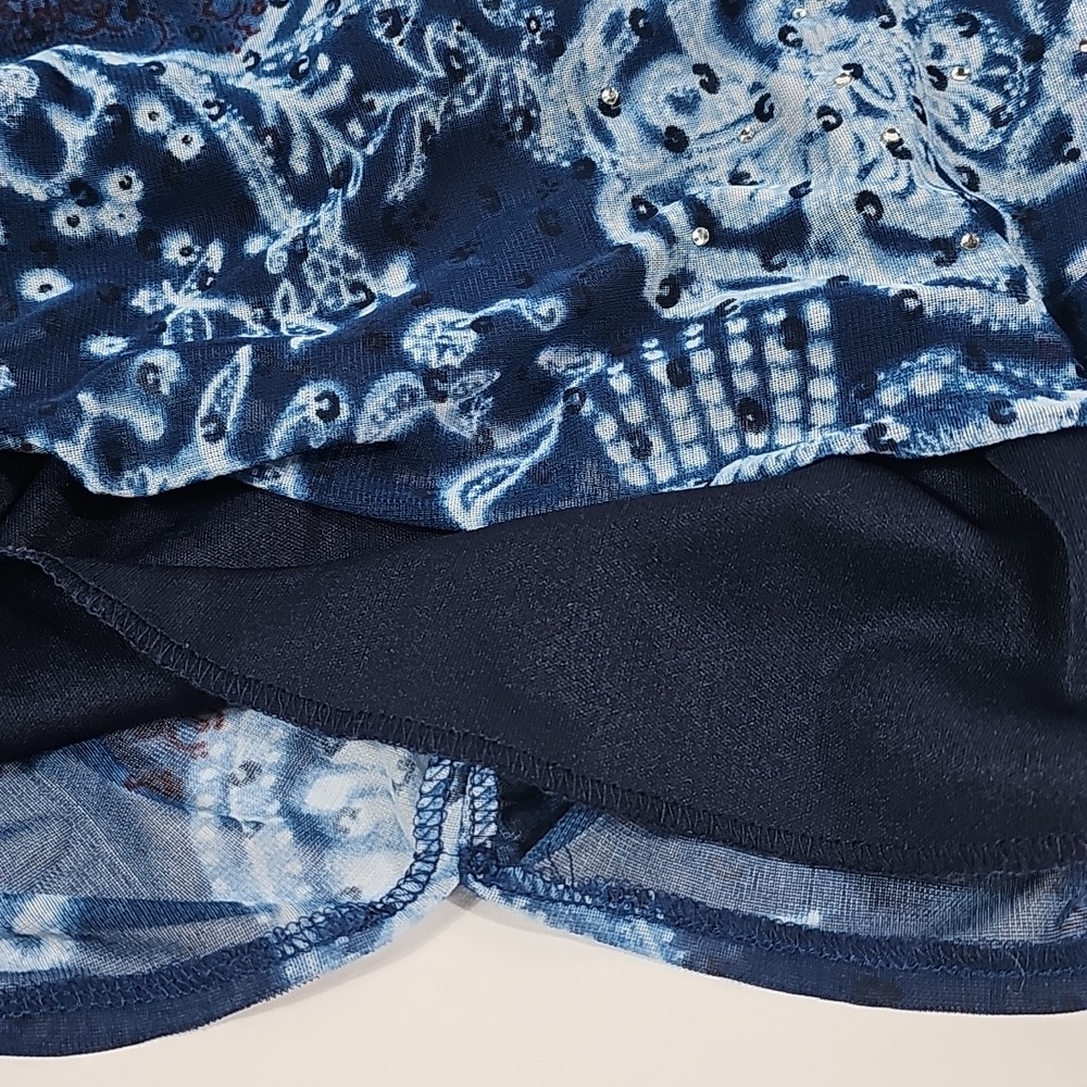 Wanted Clothing Co Vintage Floral Mesh Maxi Skirt Rhinestone Navy Blue Boho S - Picture 7 of 11